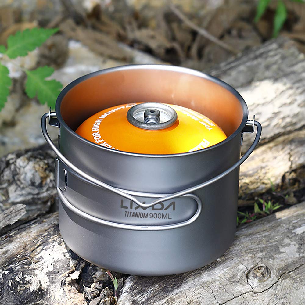 HUIOP titanium pot 1100ml offers extra capacity for larger servings during camping.