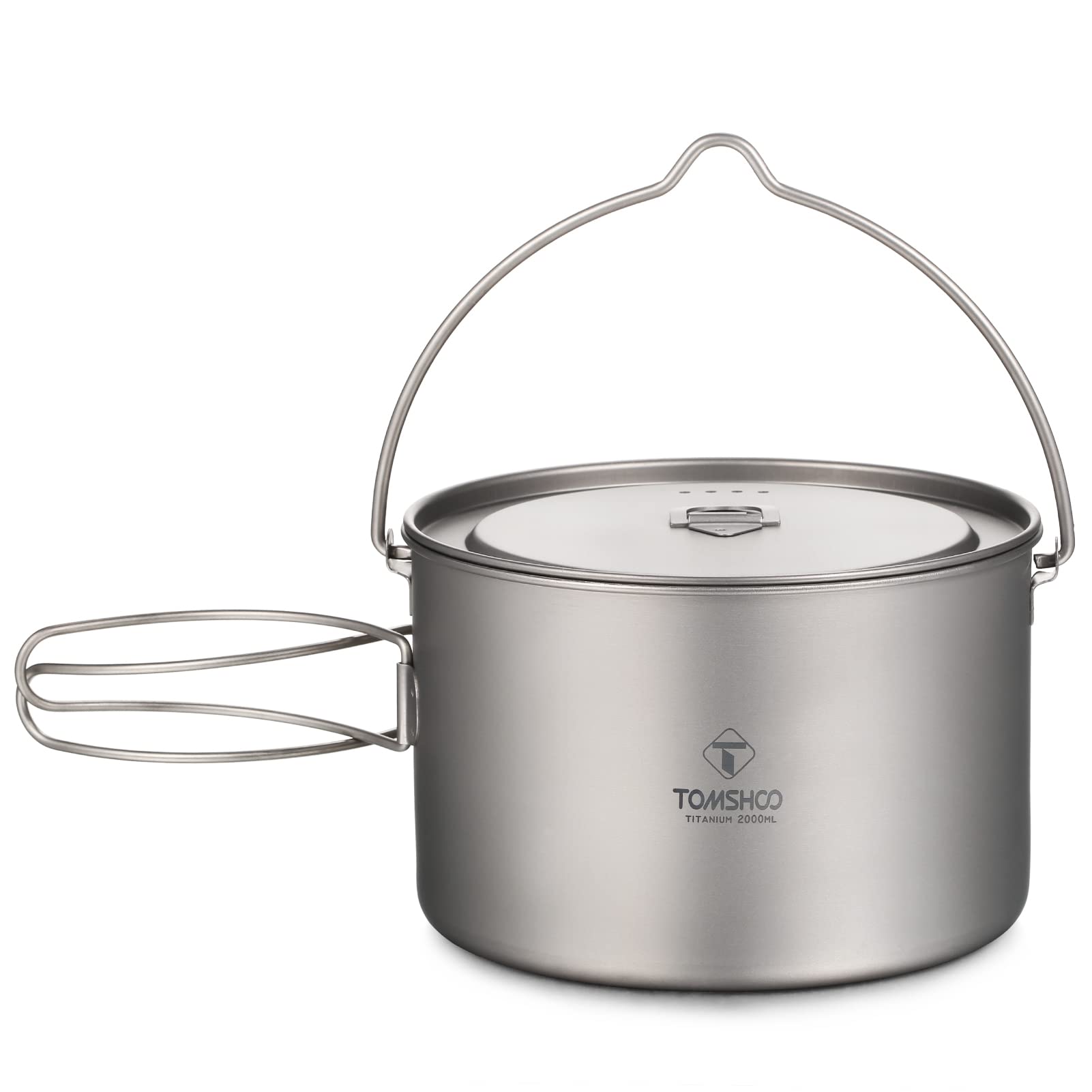 HUIOP titanium pot 750ml with lid, ultralight camping cookware for hiking.