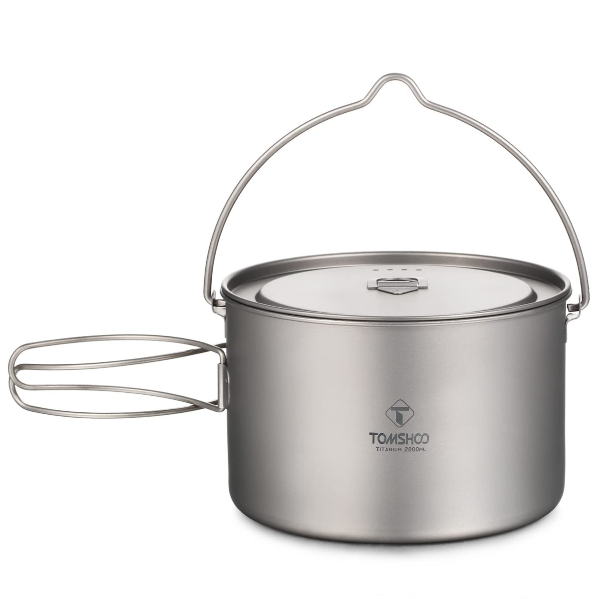 HUIOP titanium pot 750ml with lid, ultralight camping cookware for hiking.
