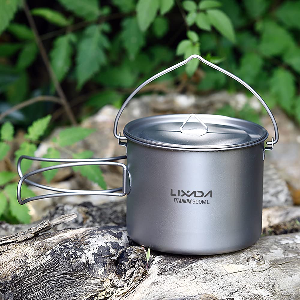 HUIOP titanium pot foldable handle enables compact packing and easy transport.