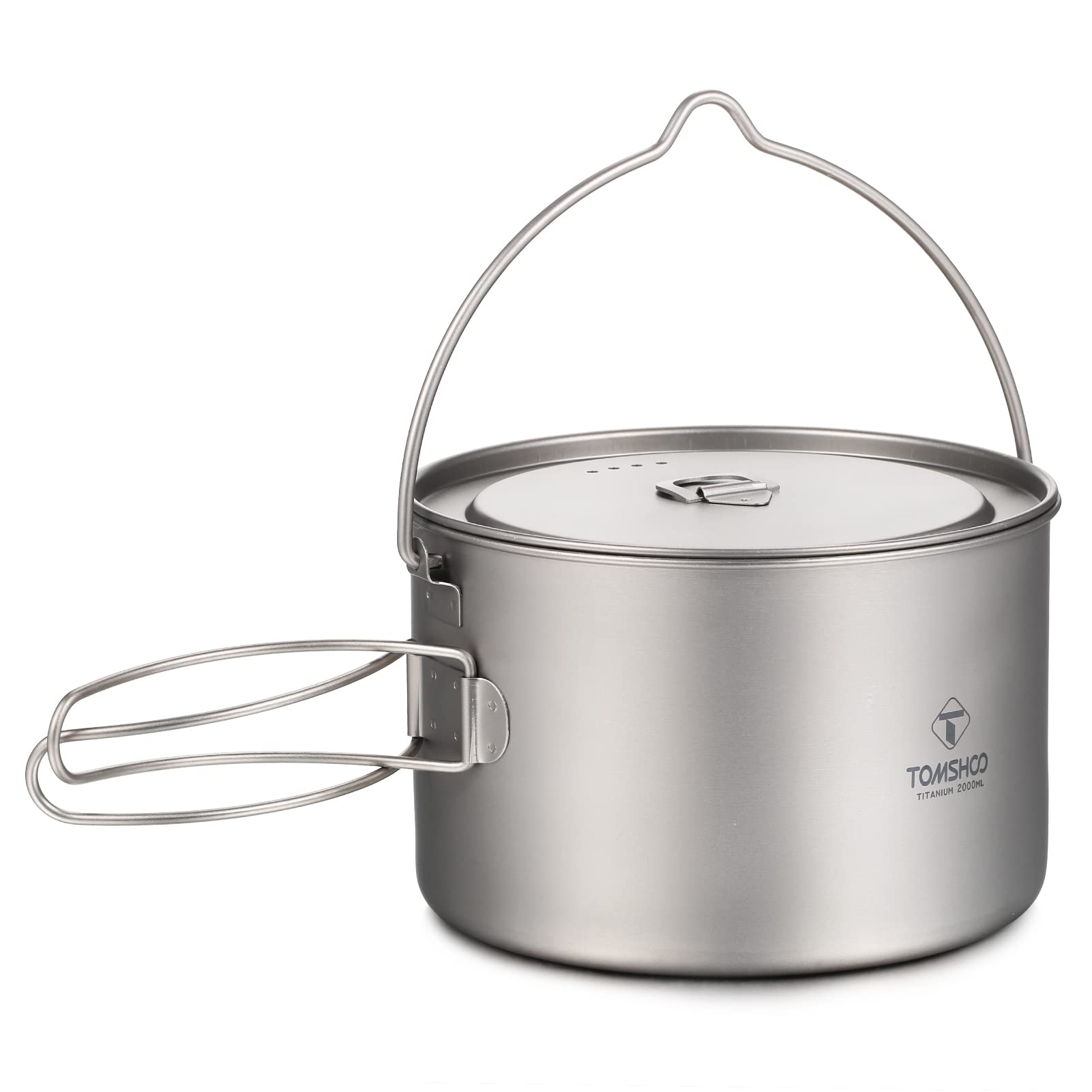 HUIOP titanium pot foldable handles collapse for compact storage.