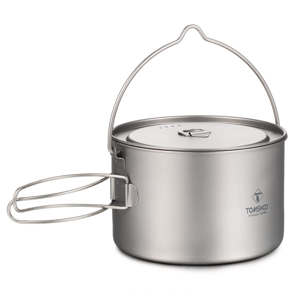 HUIOP titanium pot foldable handles collapse for compact storage.