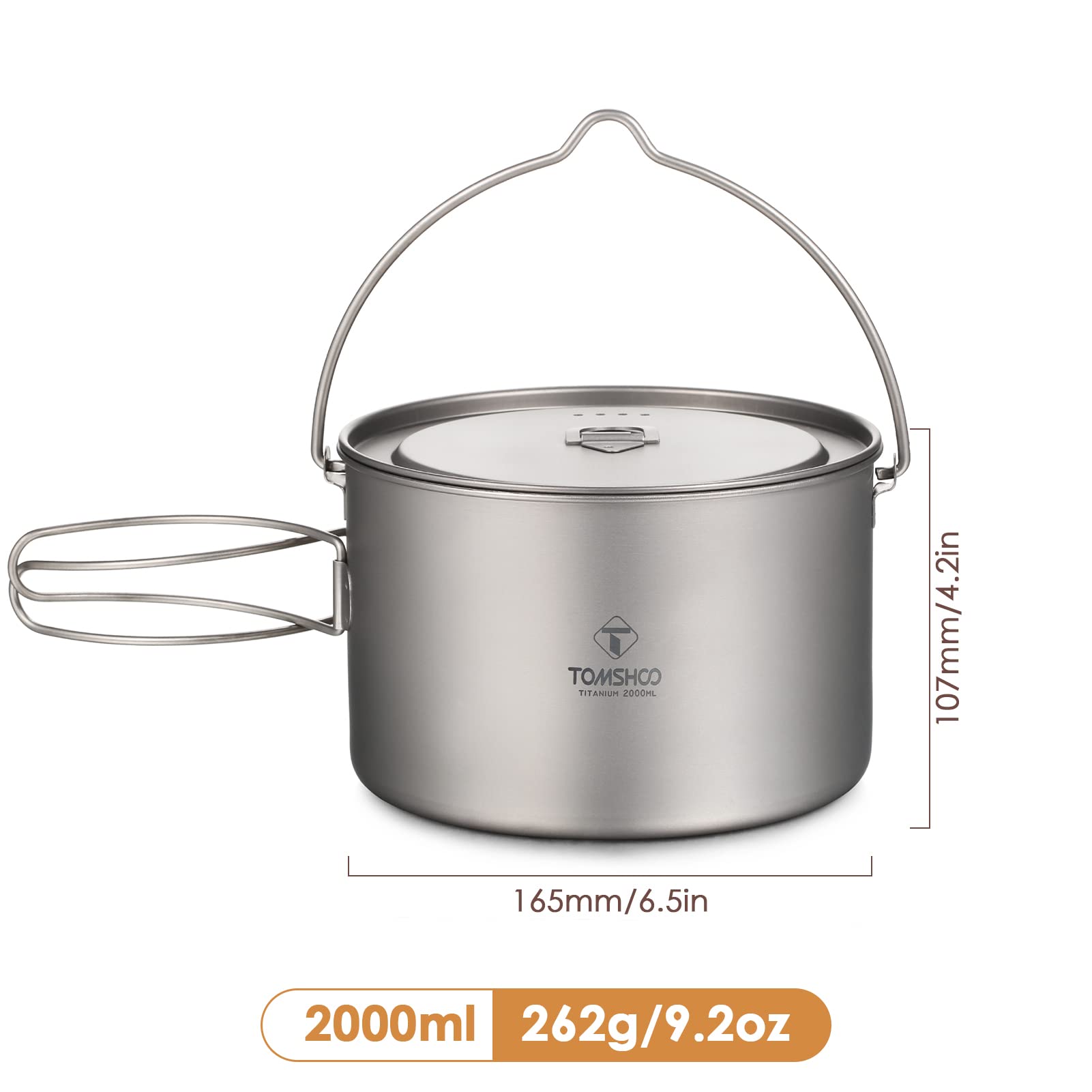 HUIOP titanium pot lid visible and secure during cooking.