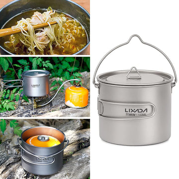 HUIOP titanium pot endures rugged terrain while backpacking.