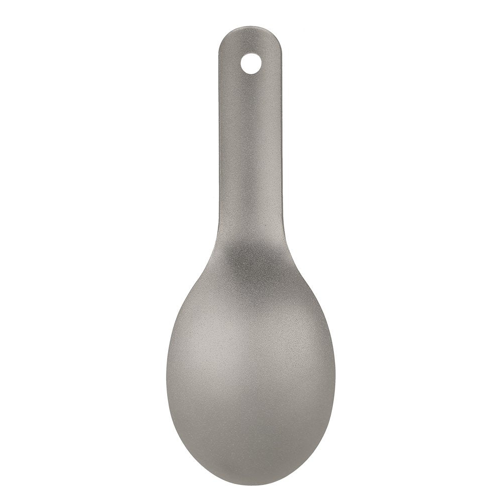 HUIOP titanium spoon ready for meal prep outdoors