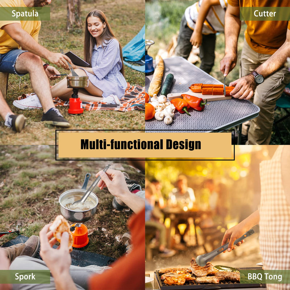 HUIOP Titanium Tongs with multi-function design support quick flipping, cutting, or serving without swapping tools.