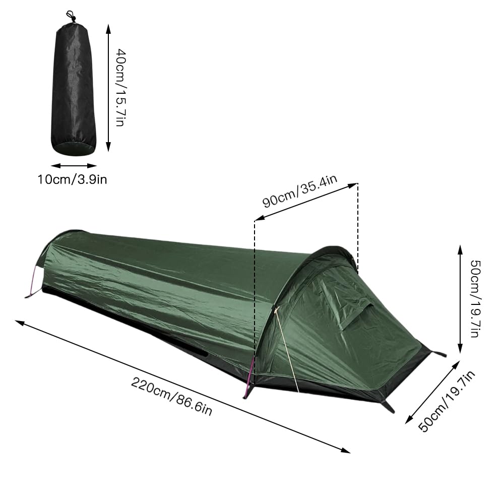 HUIOP ultralight tent shown with compact storage sack for easy carry