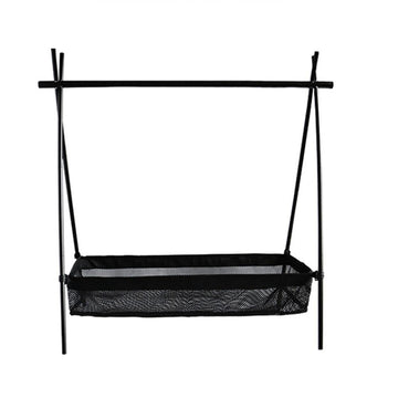 HUIOP under-table organizer stores cords and towels neatly.