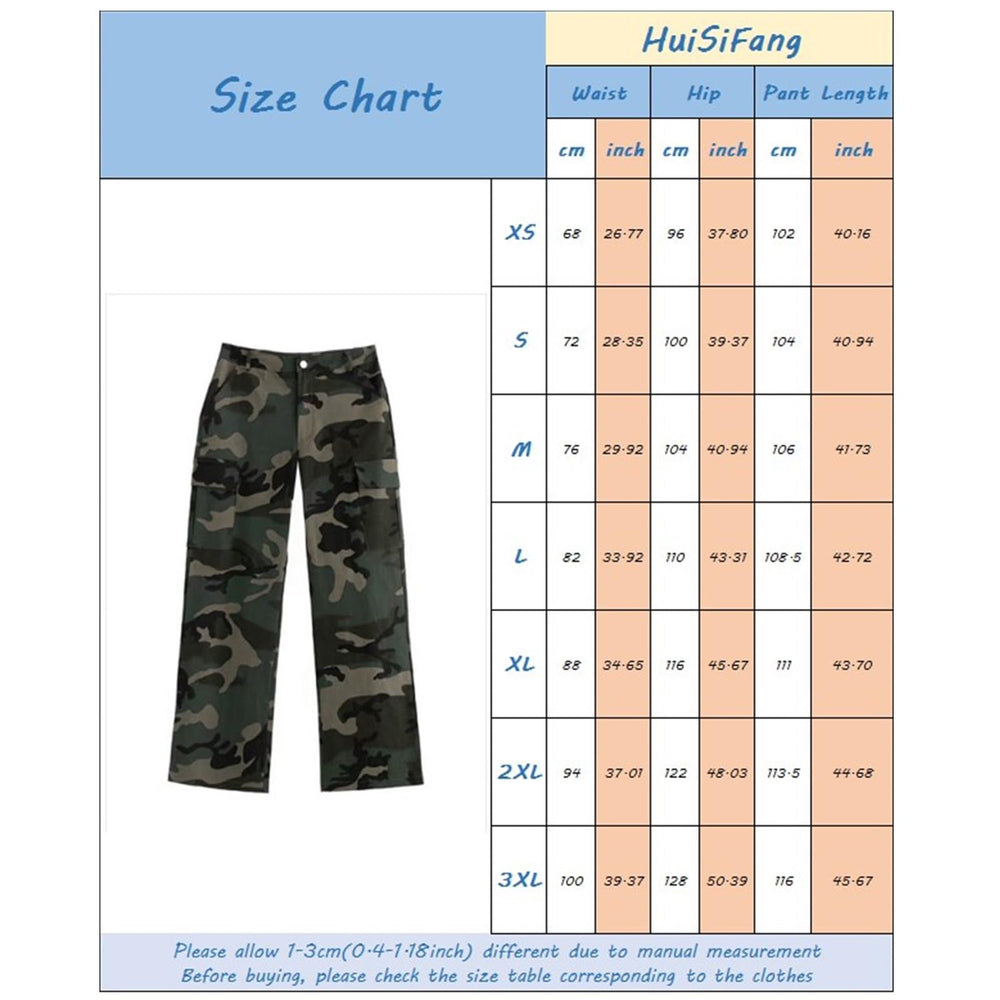 HuiSiFang women's cargo pants camouflage print regular length for versatile styling.