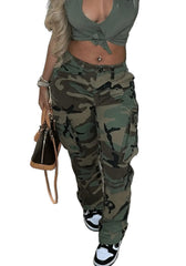 HuiSiFang cargo pants camouflage print side pockets for everyday errands and hands-free storage.