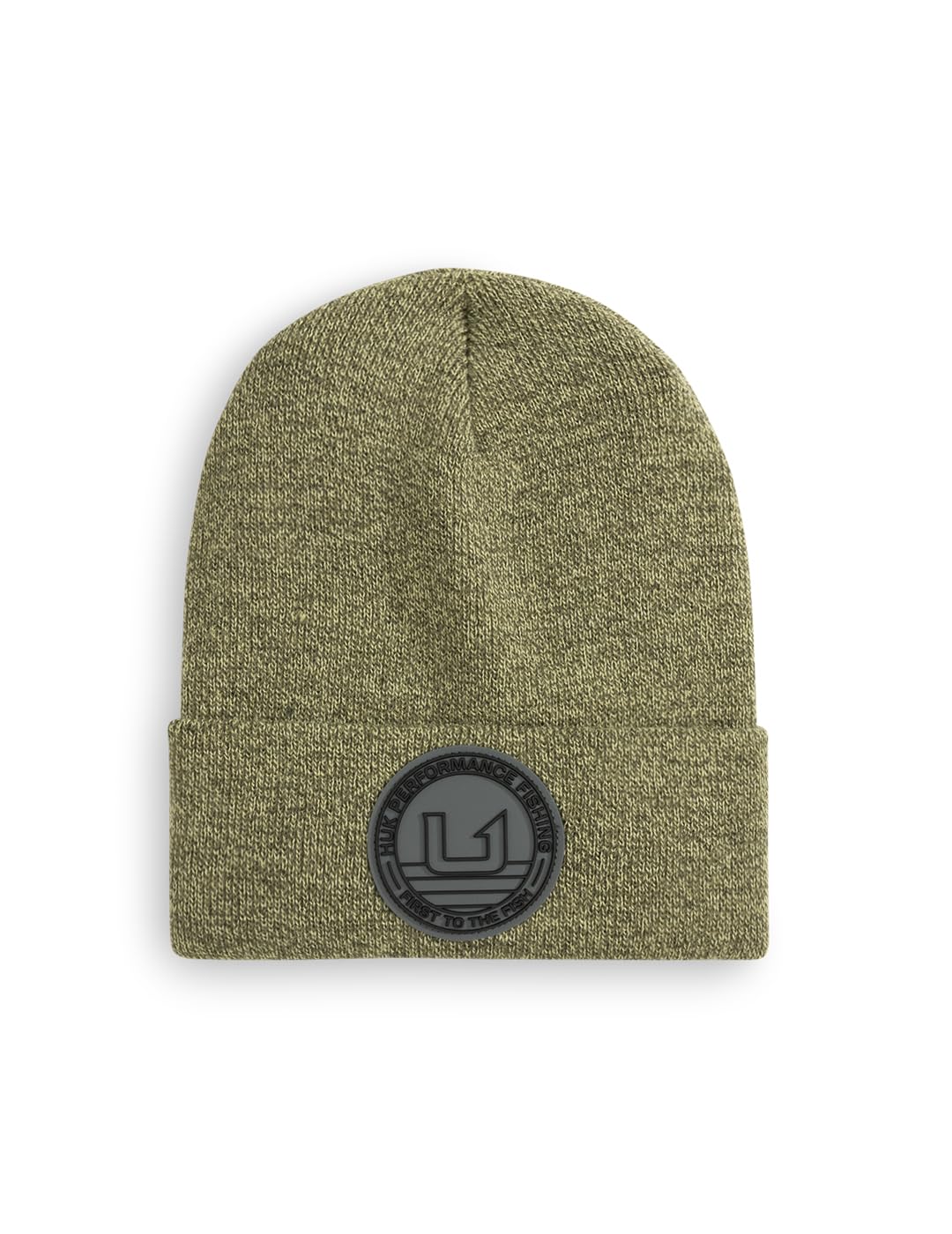 HUK embossed beanie closeup shows soft-knit texture for cold days