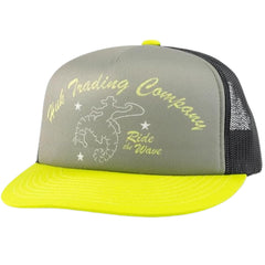 HUK Kids Trucker Hat front view with anti-glare visor in moss color for sunny days