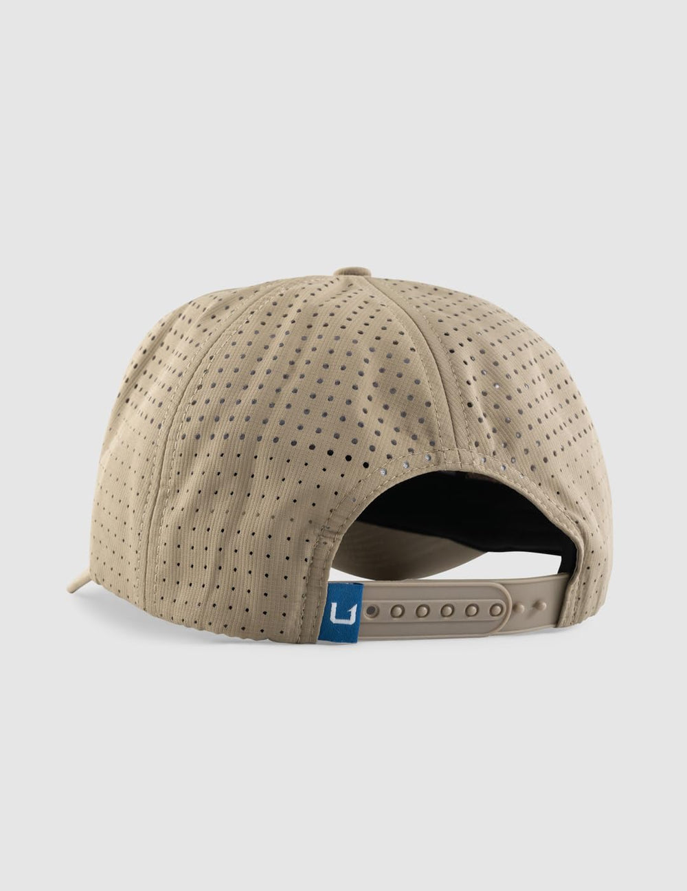 HUK patch performance hat under visor close-up shows anti-glare feature.