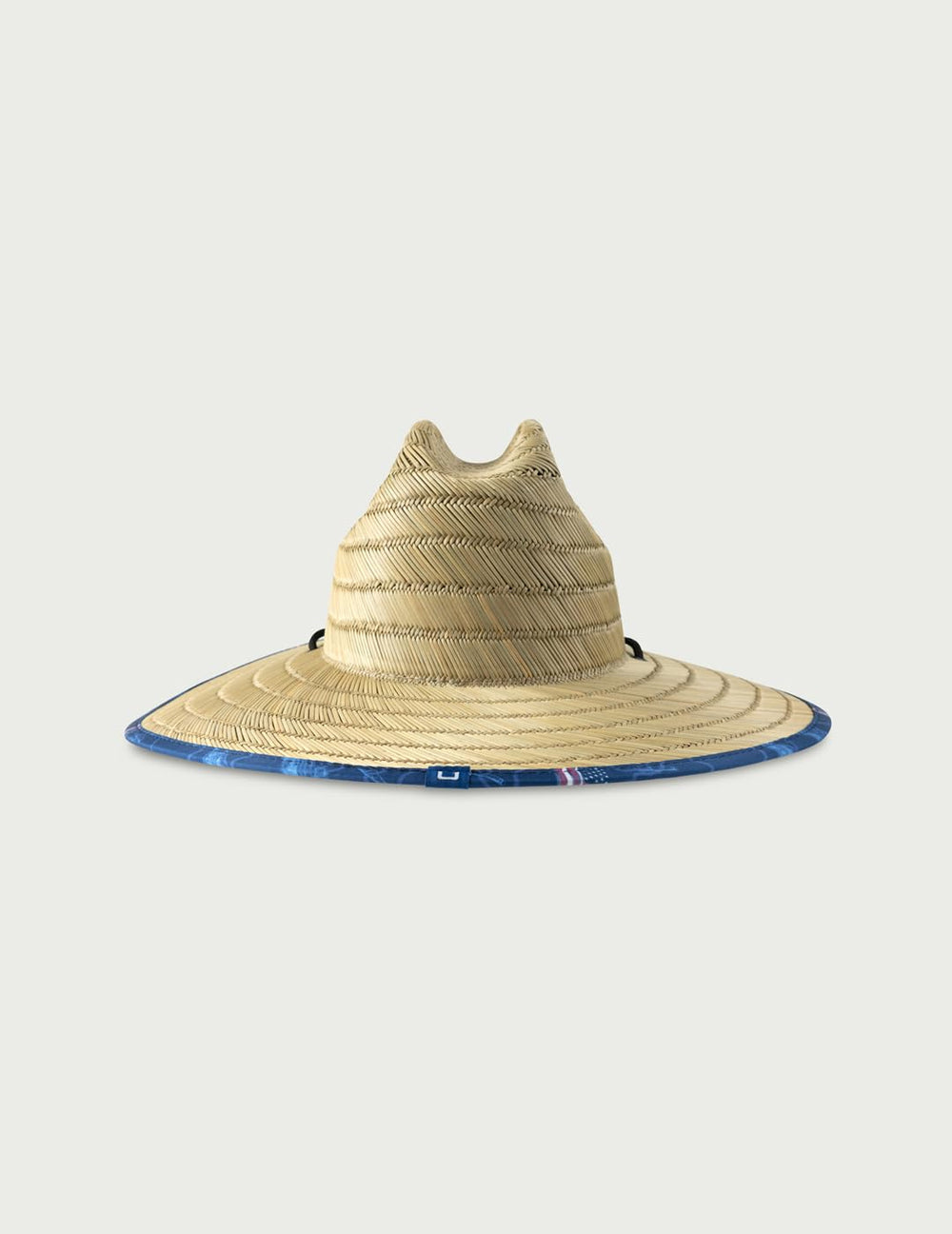 Huk men's straw hat with adjustable chin strap stays secure in wind.