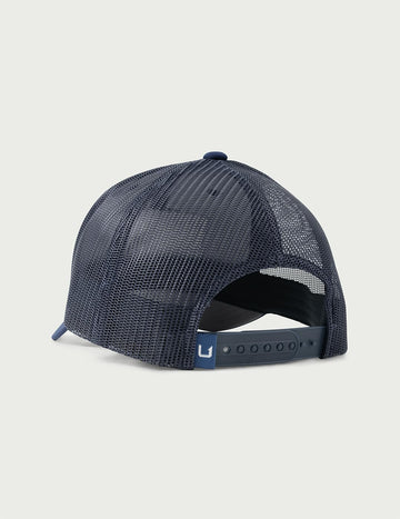 HUK anti-glare under visor feature reduces glare for clearer sight while fishing.