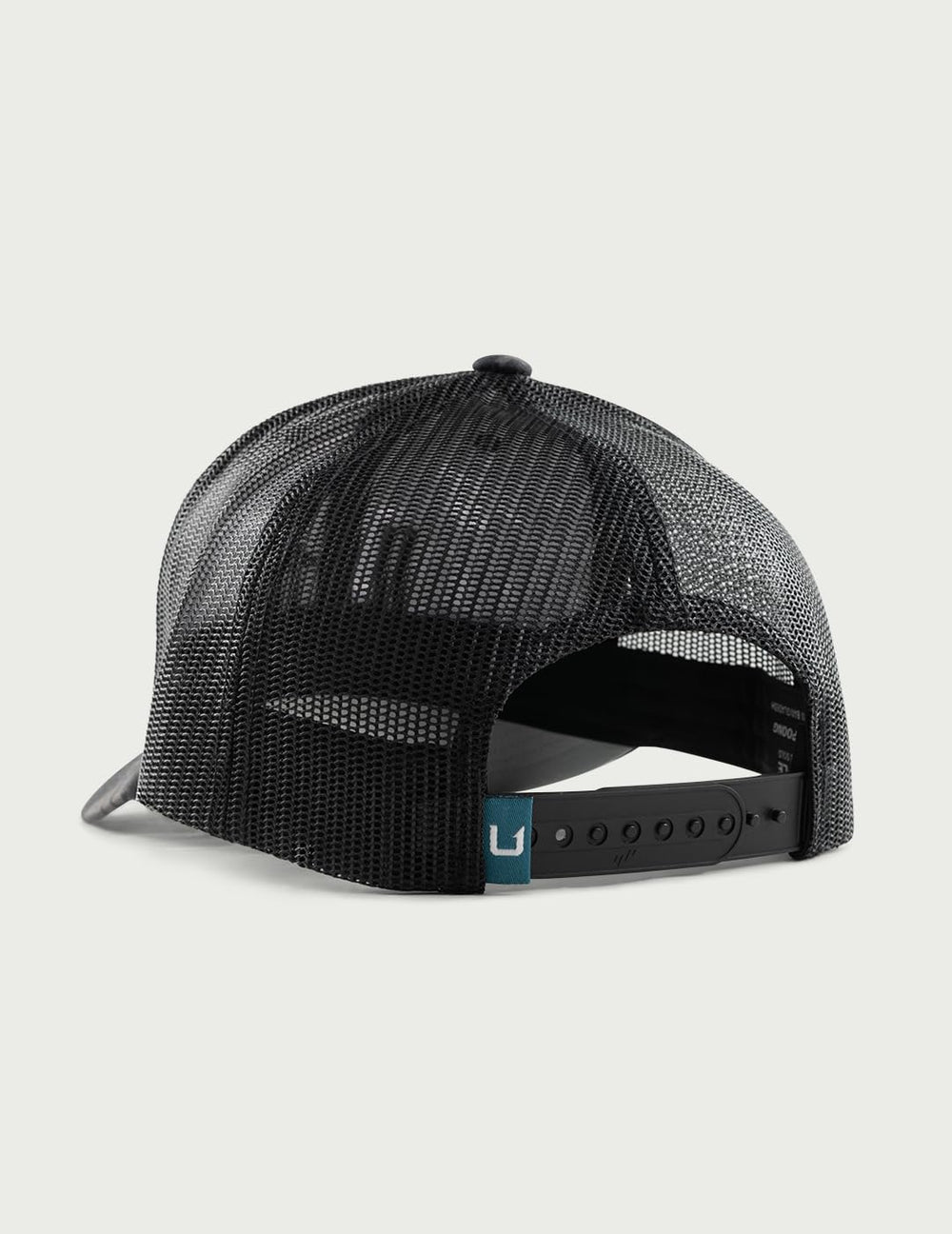 HUK trucker hat anti-glare under visor enhances visibility in bright sun for anglers
