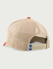 HUK men's trucker hat with a dark gray under visor reduces glare during fishing