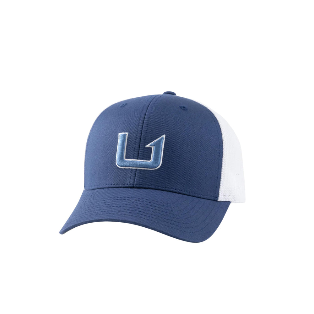 HUK mens trucker hat front view with anti-glare design and breathable fabric for all-day wear