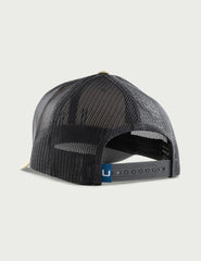 HUK mens trucker hat featuring snapback adjustable closure for secure fit.