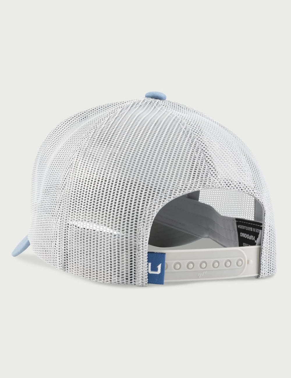 HUK Trucker Hat under visor close-up showing moisture-wicking and quick-dry performance.