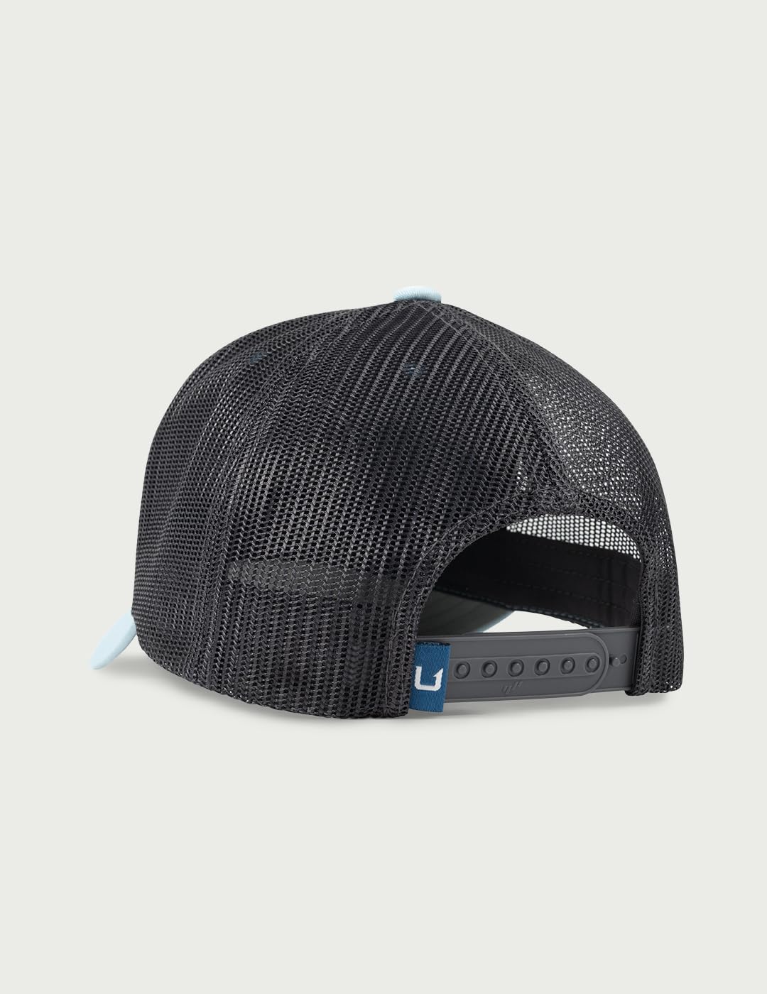 HUK mens trucker hat under-visor detail highlighting anti-glare feature for glare reduction.