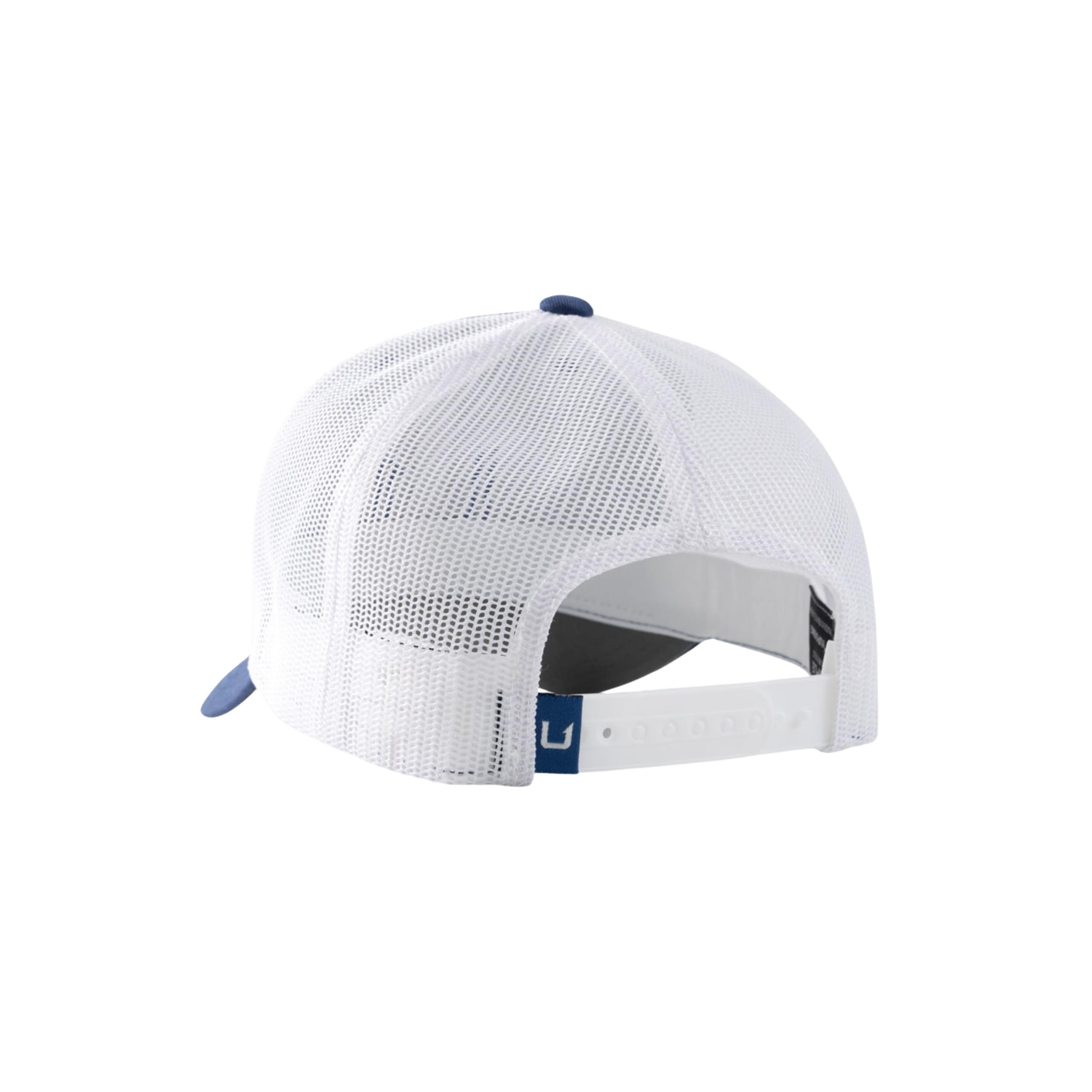 HUK mens trucker hat under visor detail shows dark gray anti-glare shield for glare reduction