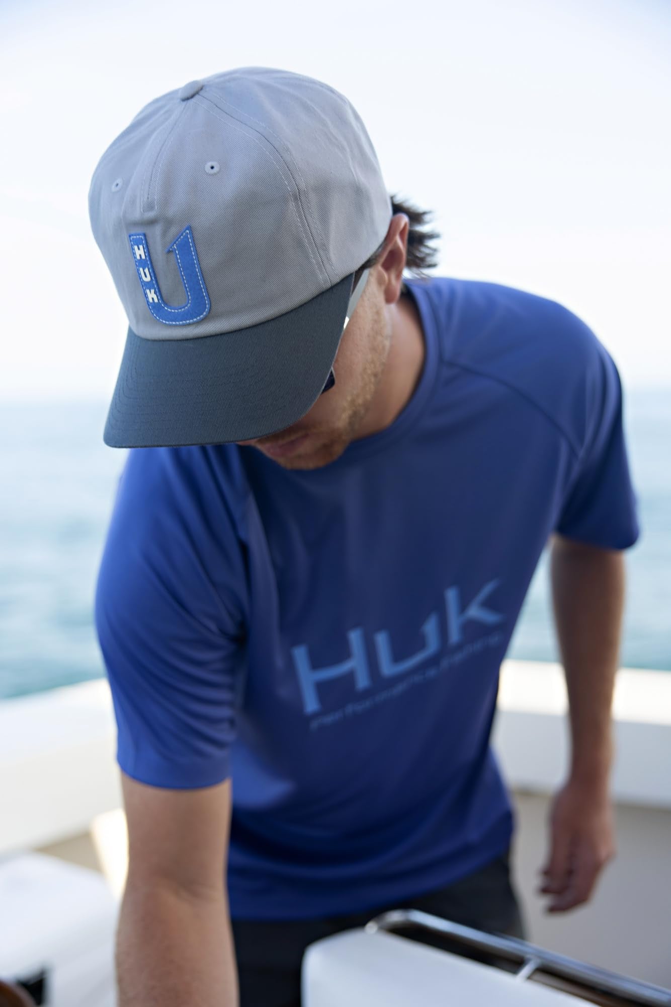HUK Mens Varsity 5-Panel Hat back view, one size fits most for easy wear.