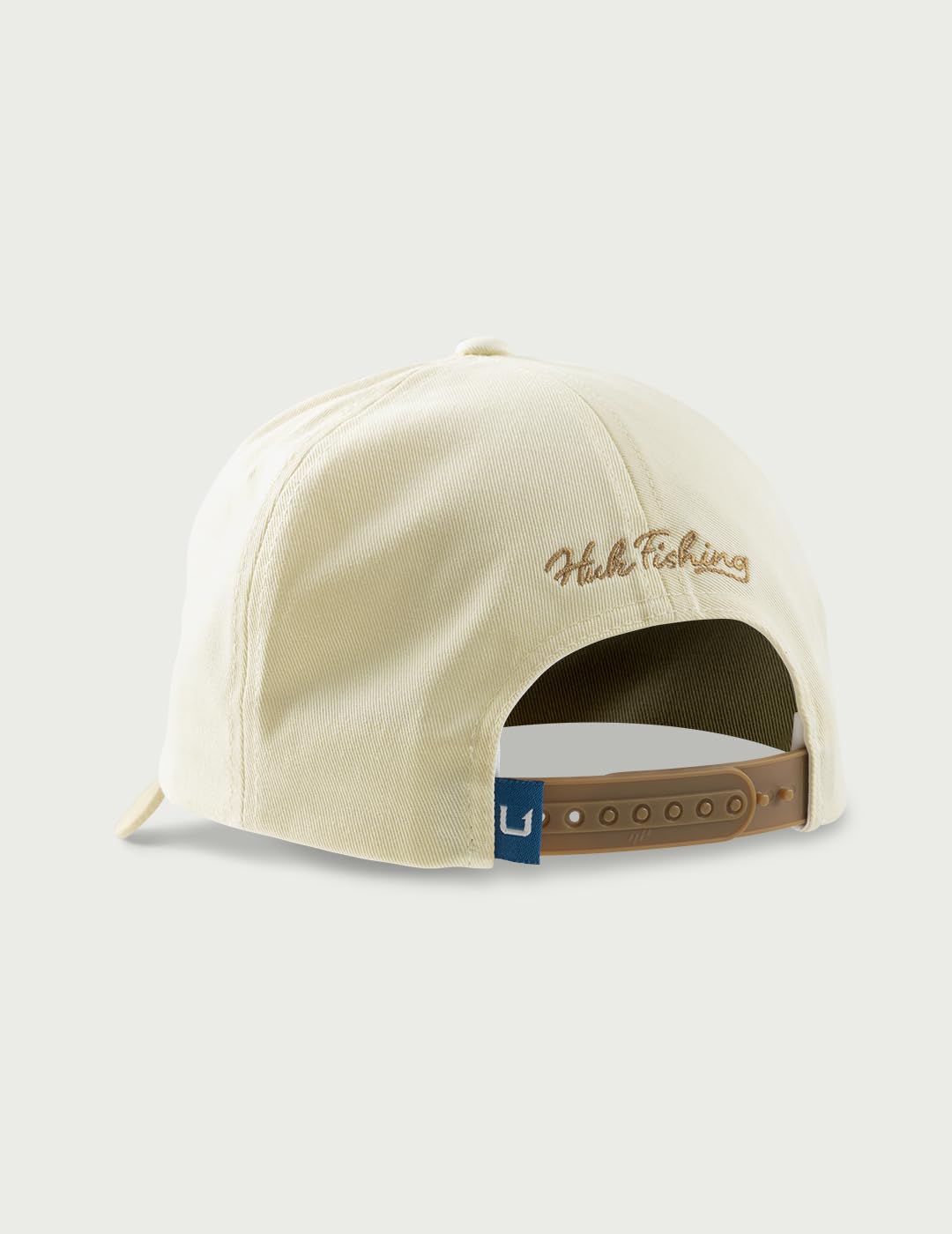 HUK Mens Varsity 5-Panel Hat side view, classic fishing cap silhouette.