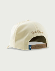 HUK Mens Varsity 5-Panel Hat side view, classic fishing cap silhouette.