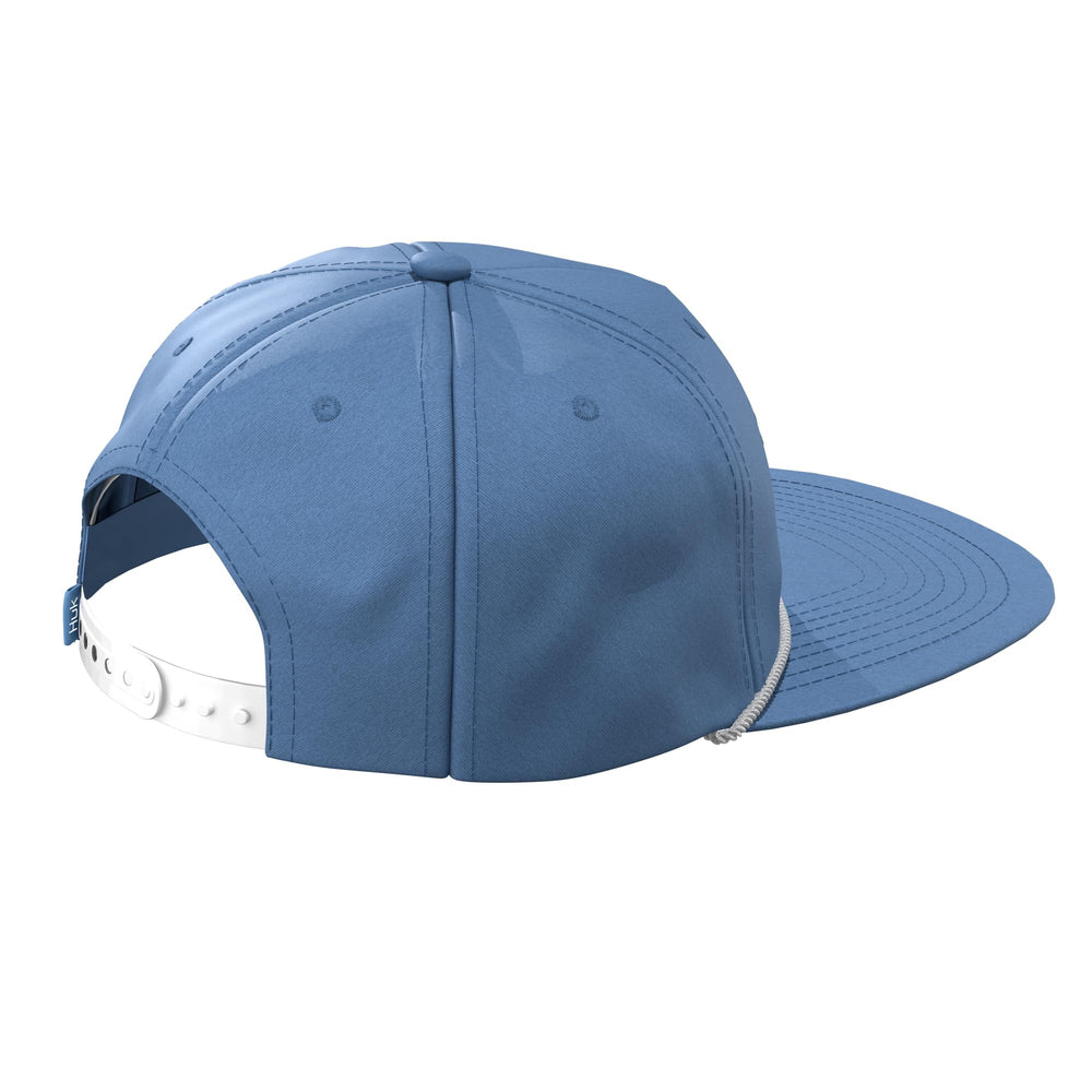 HUK rope hat side view highlighting anti-glare visor and moisture-wicking comfort for shade