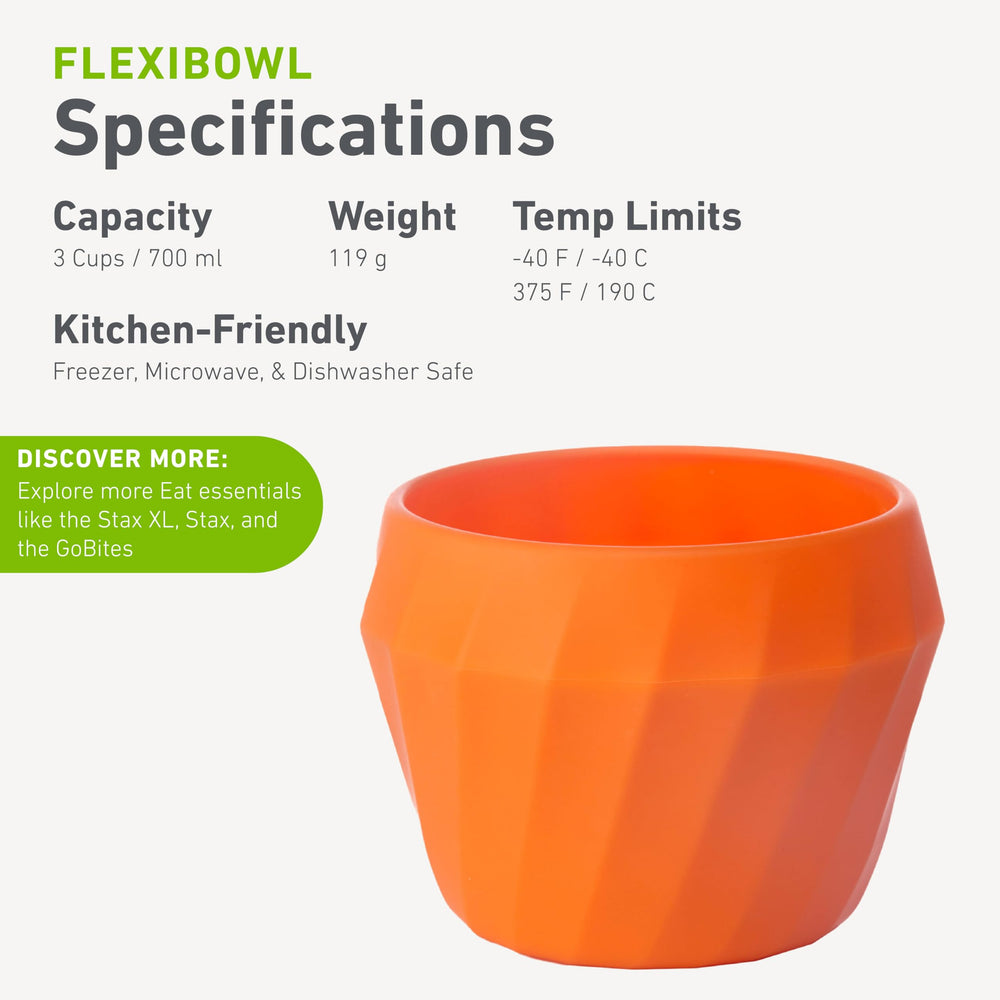 humangear Flexibowl FDA-safe, BPA-free material for safe meals.