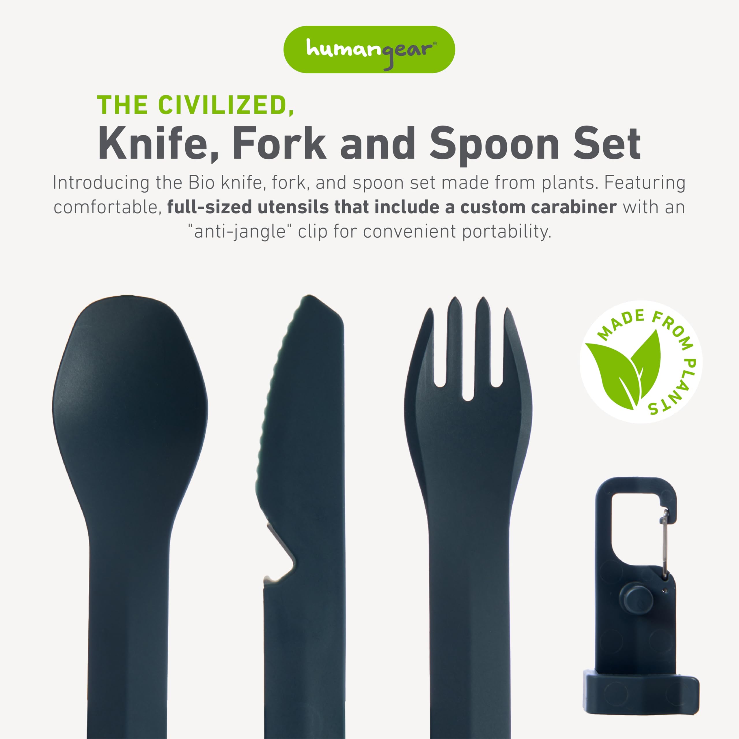 Humangear GoBites Bio Trio fork with elongated tines for reliable dining on trails.
