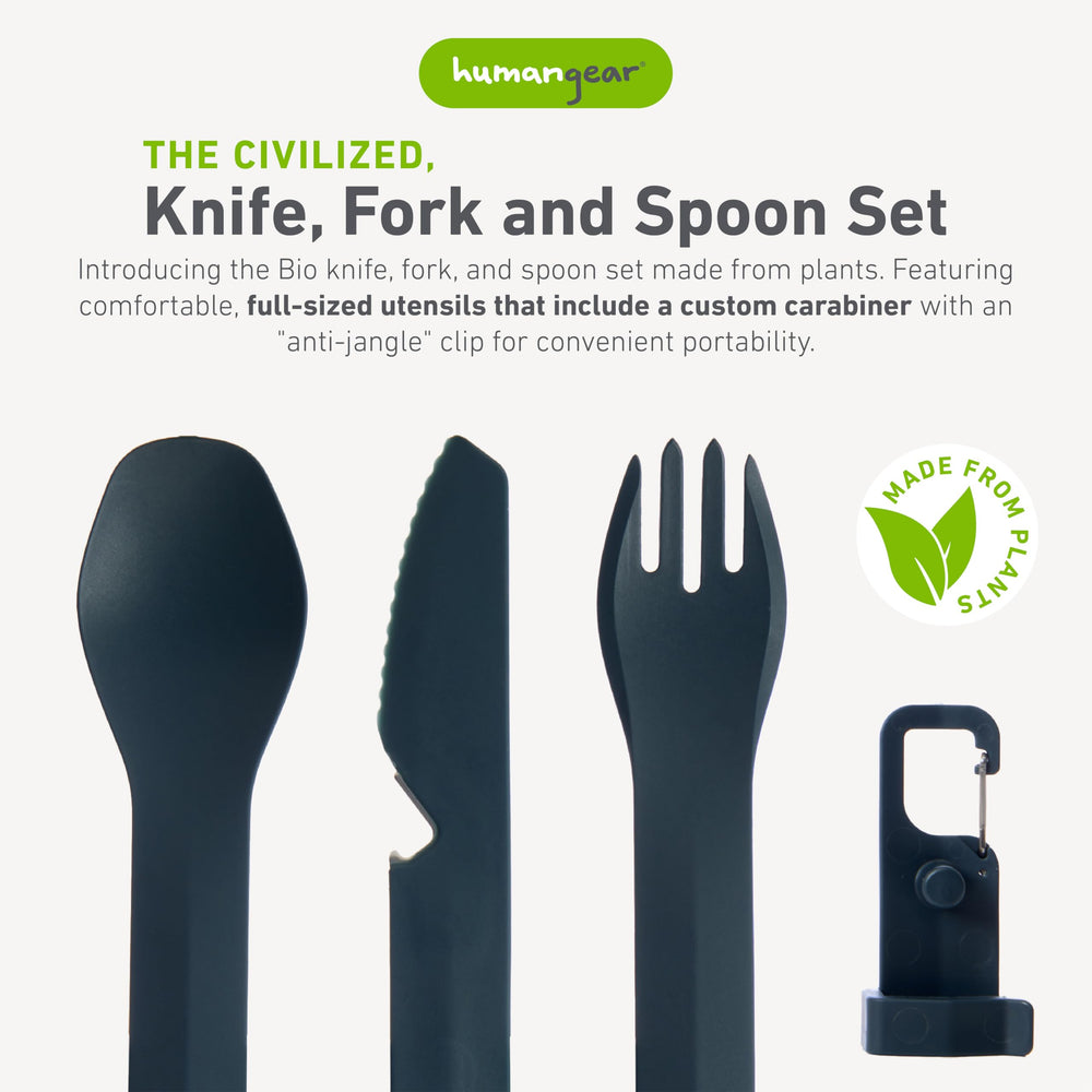 Humangear GoBites Bio Trio fork with elongated tines for reliable dining on trails.