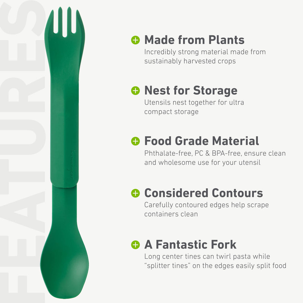 humangear GoBites Duo full-size utensils in one travel-friendly pair.