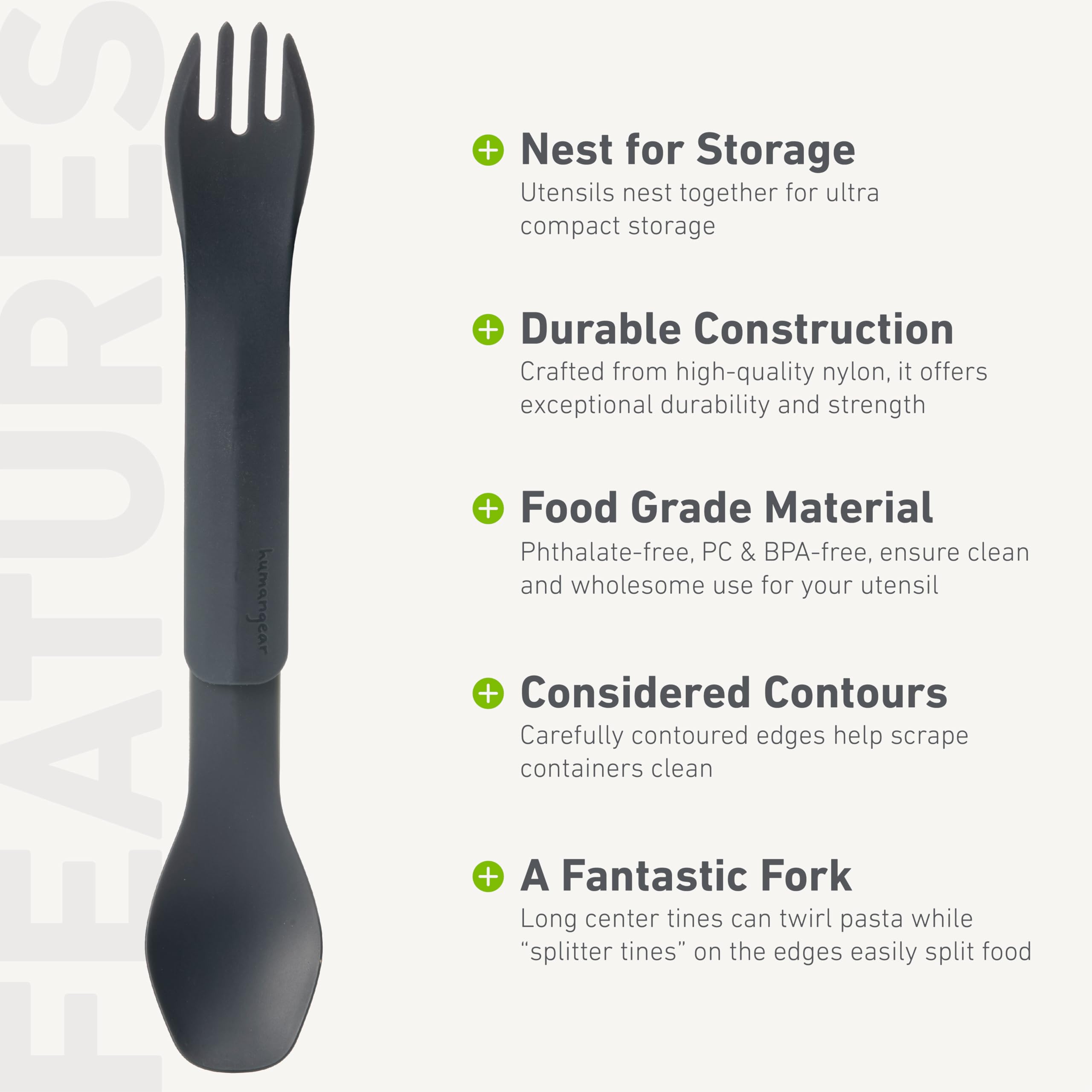 humangear GoBites Duo FDA-safe, BPA-free material for everyday dining