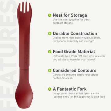 humangear GoBites Duo red color—easy-to-spot utensil for kitchen or pack.