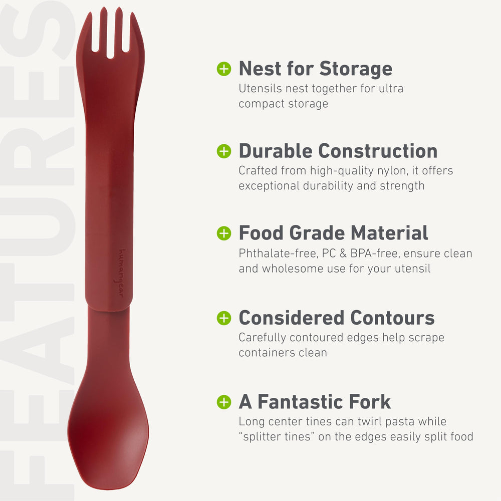 humangear GoBites Duo red color—easy-to-spot utensil for kitchen or pack.