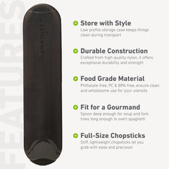 GoBites Quattro long-center-tine fork detail for easy pasta twirl.
