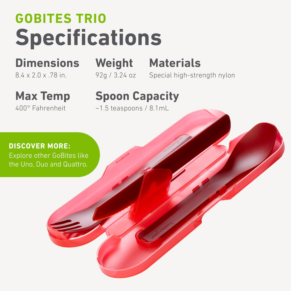 humangear GoBites Trio camping-travel-kit offers compact, ready-to-use dining tools