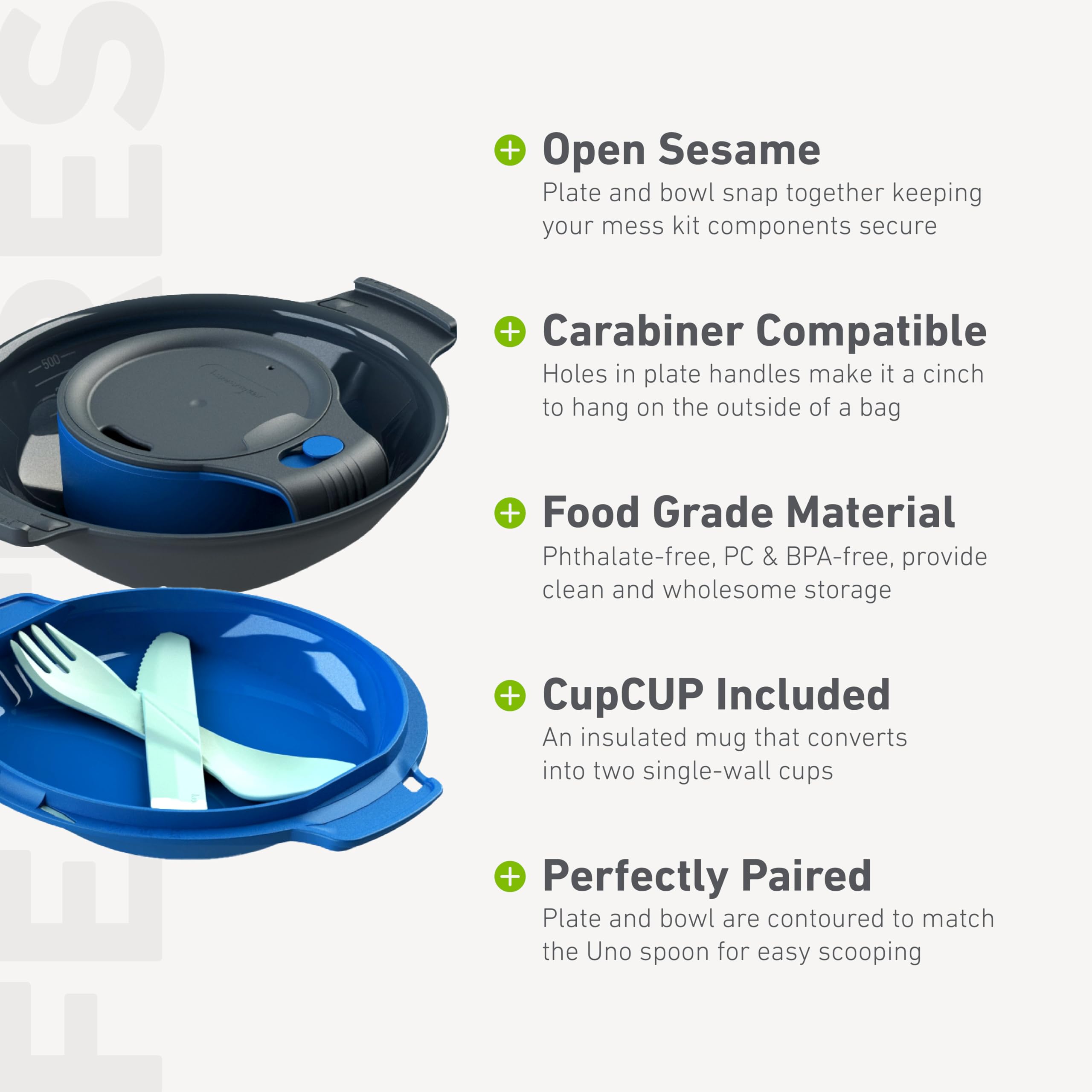 Humangear GoKit+ Deluxe GoBites Uno with knife securely snaps into plate