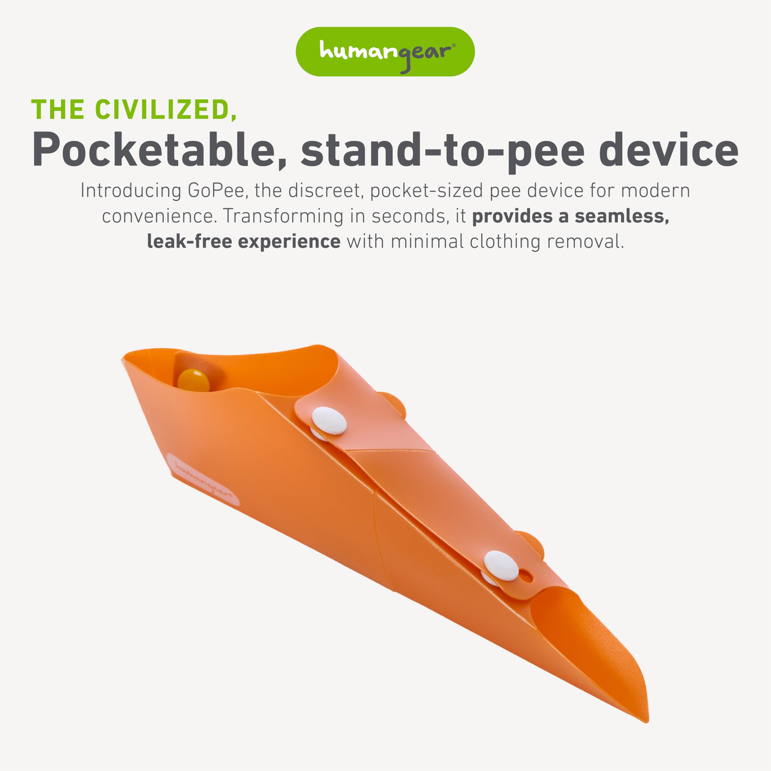 humangear GoPee stand-to-pee feature enables full clothing coverage during use.