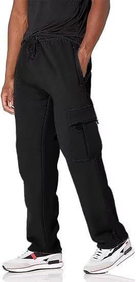 HUNGSON cargo sweatpants with adjustable ankle drawstring for secure fit and style.