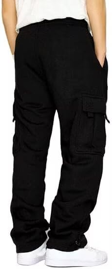 HUNGSON cargo sweatpants back pocket added emphasizes extra storage versatility.