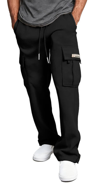 HUNGSON cargo sweatpants back pocket added emphasizes extra storage versatility.