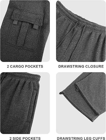 HUNGSON mens cargo sweatpants drawstring waist showcases adjustable fit for comfort during activities