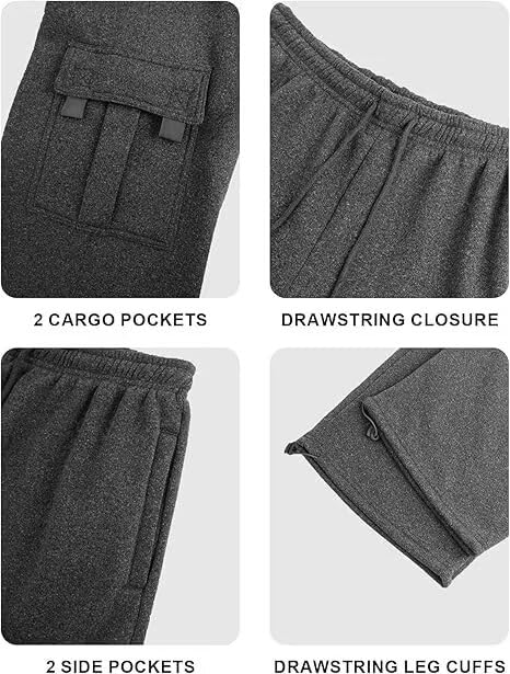 HUNGSON mens cargo sweatpants drawstring waist showcases adjustable fit for comfort during activities