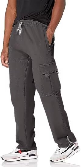 HUNGSON mens cargo sweatpants material close-up conveys premium fabric and durability