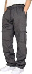 HUNGSON mens cargo sweatpants pocket layout highlights six pockets for on-the-go storage
