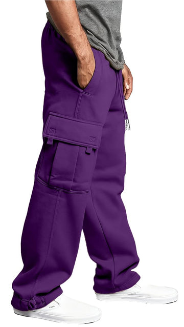 HUNGSON cargo sweatpants elastic ankle cuff enables clean tuck-in with sneakers
