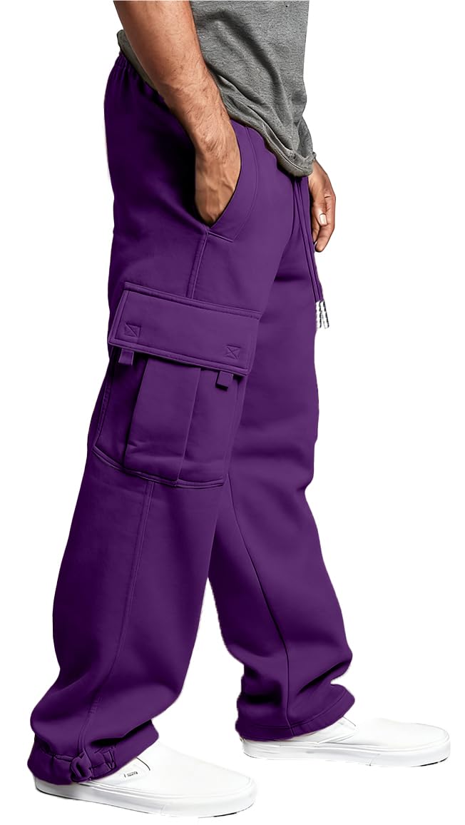 HUNGSON cargo sweatpants elastic ankle cuff enables clean tuck-in with sneakers